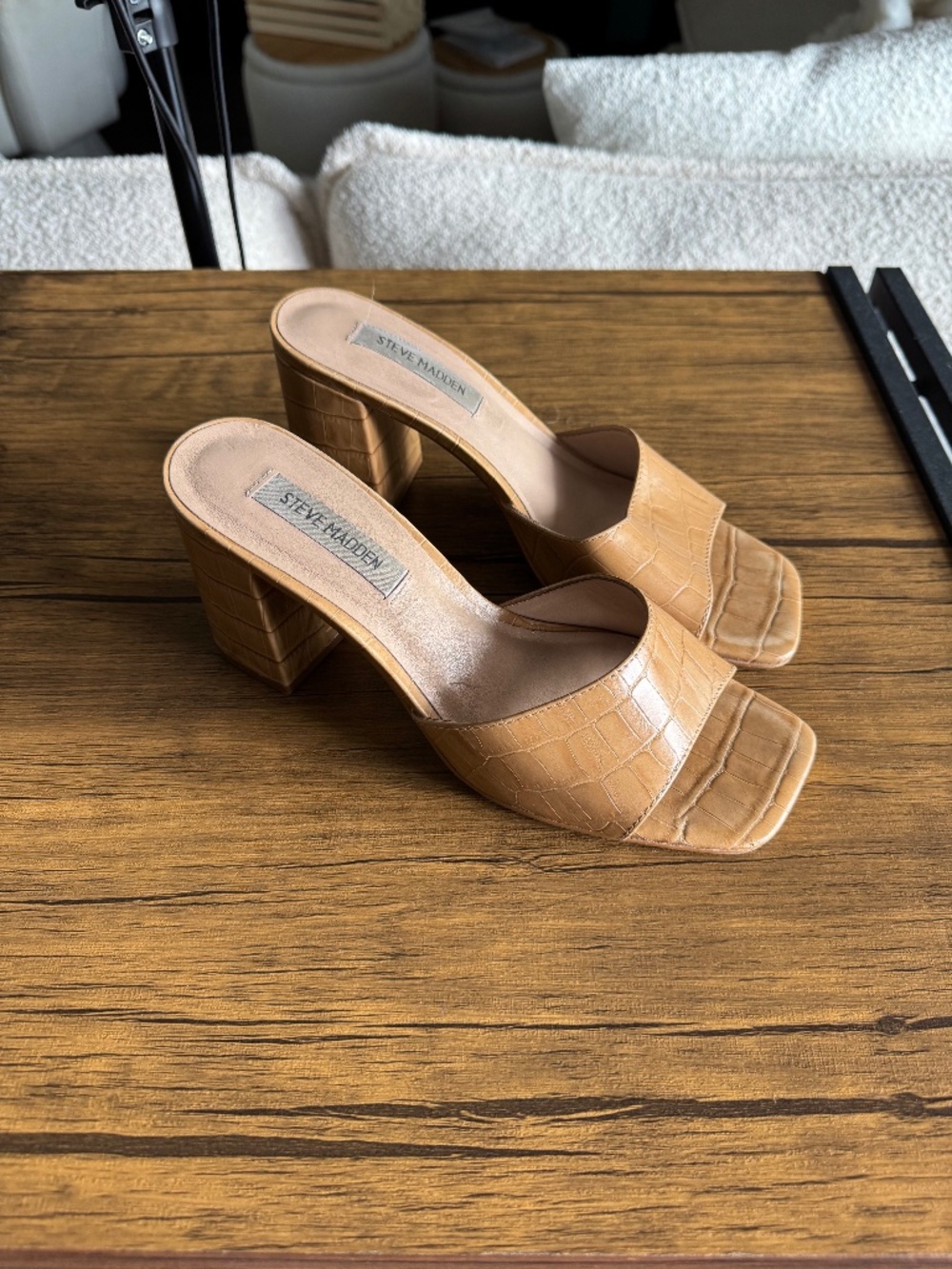 Steve Madden Embossed Leather Chunky Block Heels